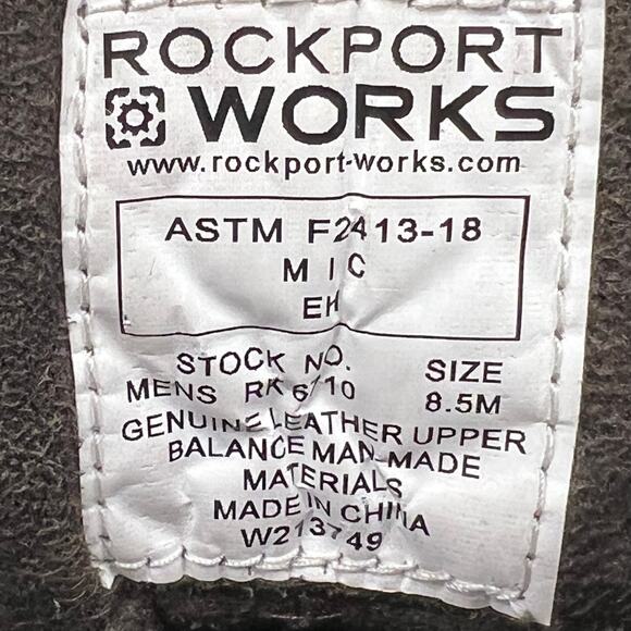 Rockport Works Boot RK6710 men’s 8 1/2 short leather ASTM F2413–18, MIC EH rated - Picture 8 of 10